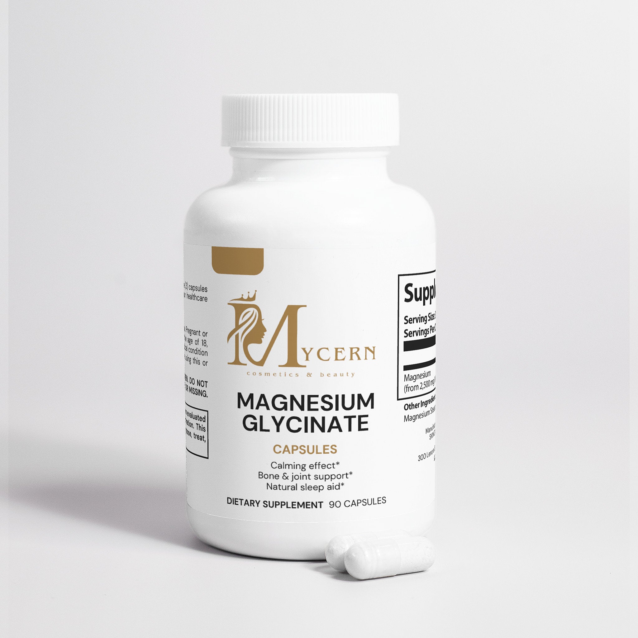 Mycern Magnesium Glycinate – 90 Capsules – Made in USA – Vegan & Gluten Free