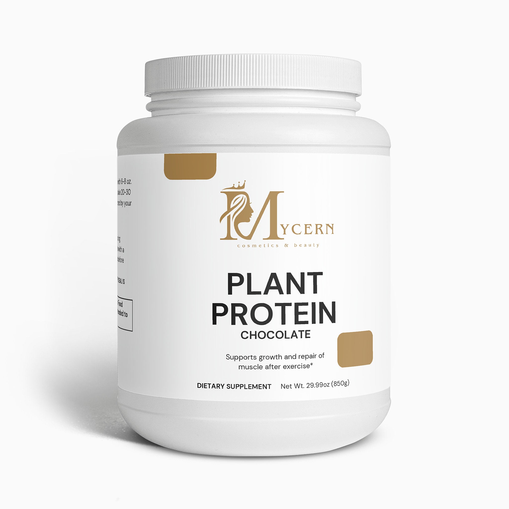 Mycern plant protein chocolate flavor container on a white background