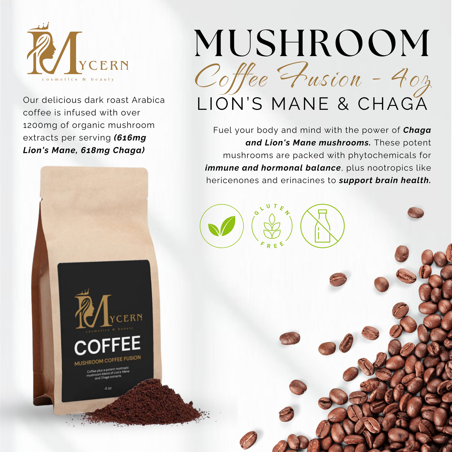MyCern Mushroom Coffee Fusion - Lion’s Mane & Chaga 4oz