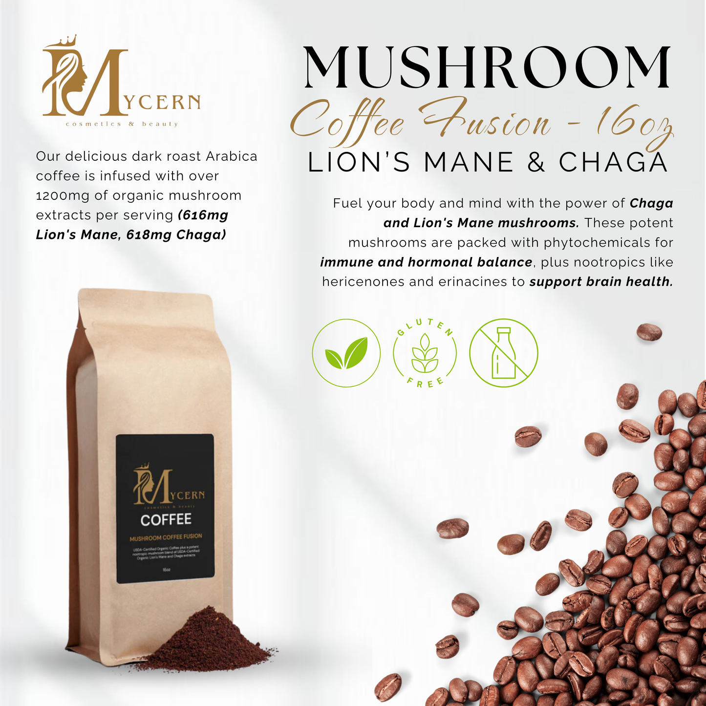 MyCern Mushroom Coffee Fusion - Lion’s Mane & Chaga 16oz