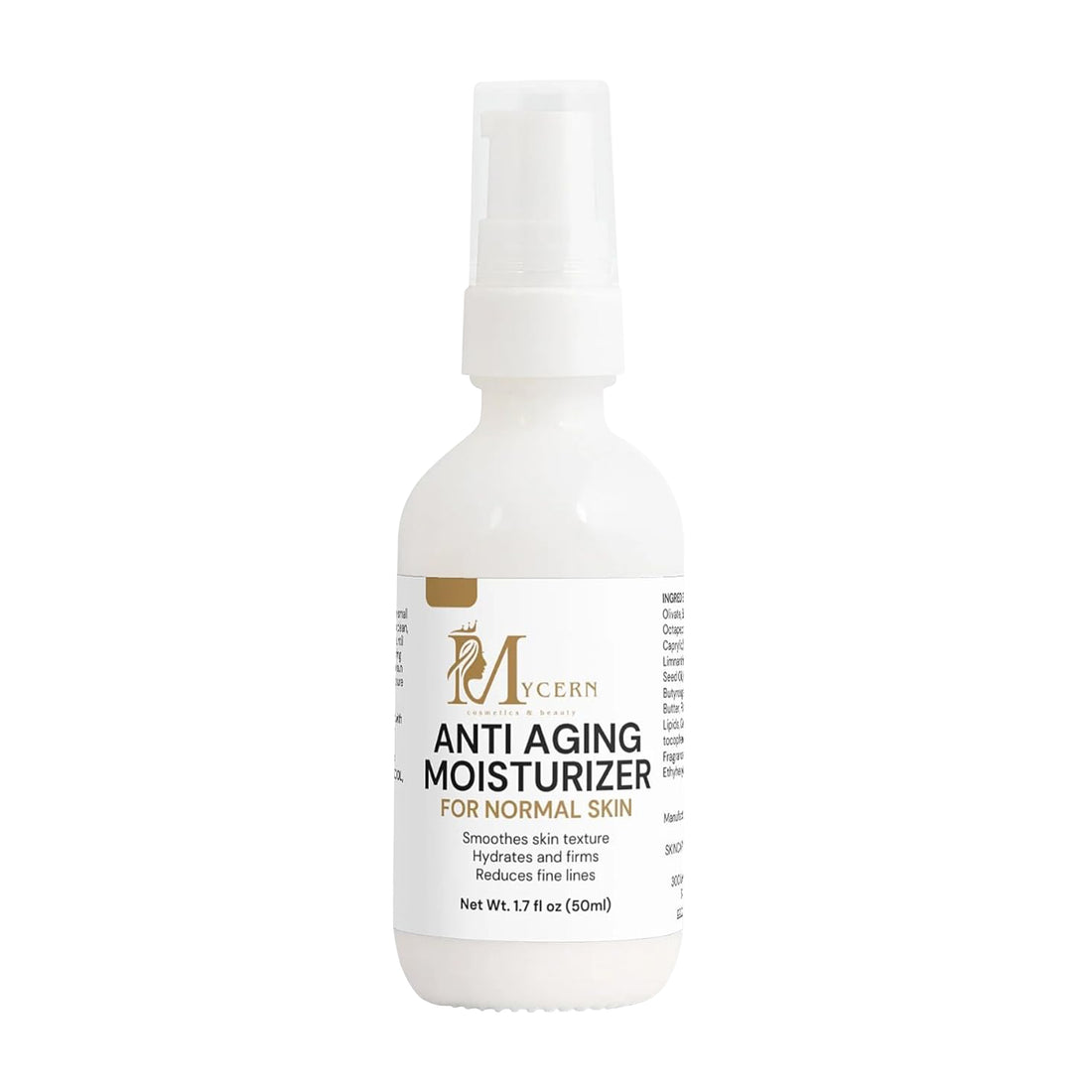 Anti-aging moisturizer bottle on a white background