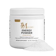 Mycern energy powder container with white powder on a white background