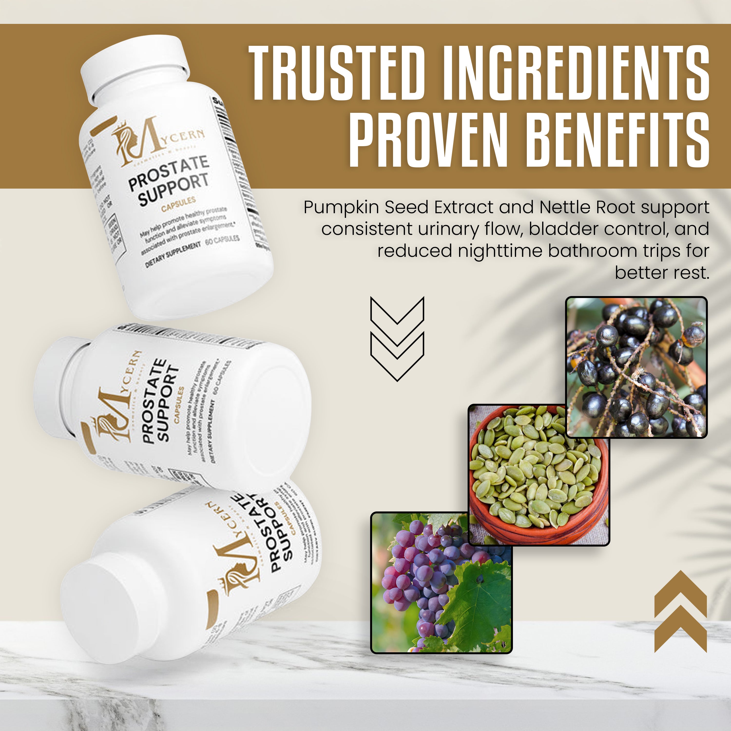 Prostate Support Supplement for Men with Saw Palmetto, Pumpkin Seed, Nettle, Lycopene, Pygeum, Vitamins E & B6 – 60 Capsules – Supports Urinary Flow & Prostate Health – Made in USA – Daily Wellness Formul
