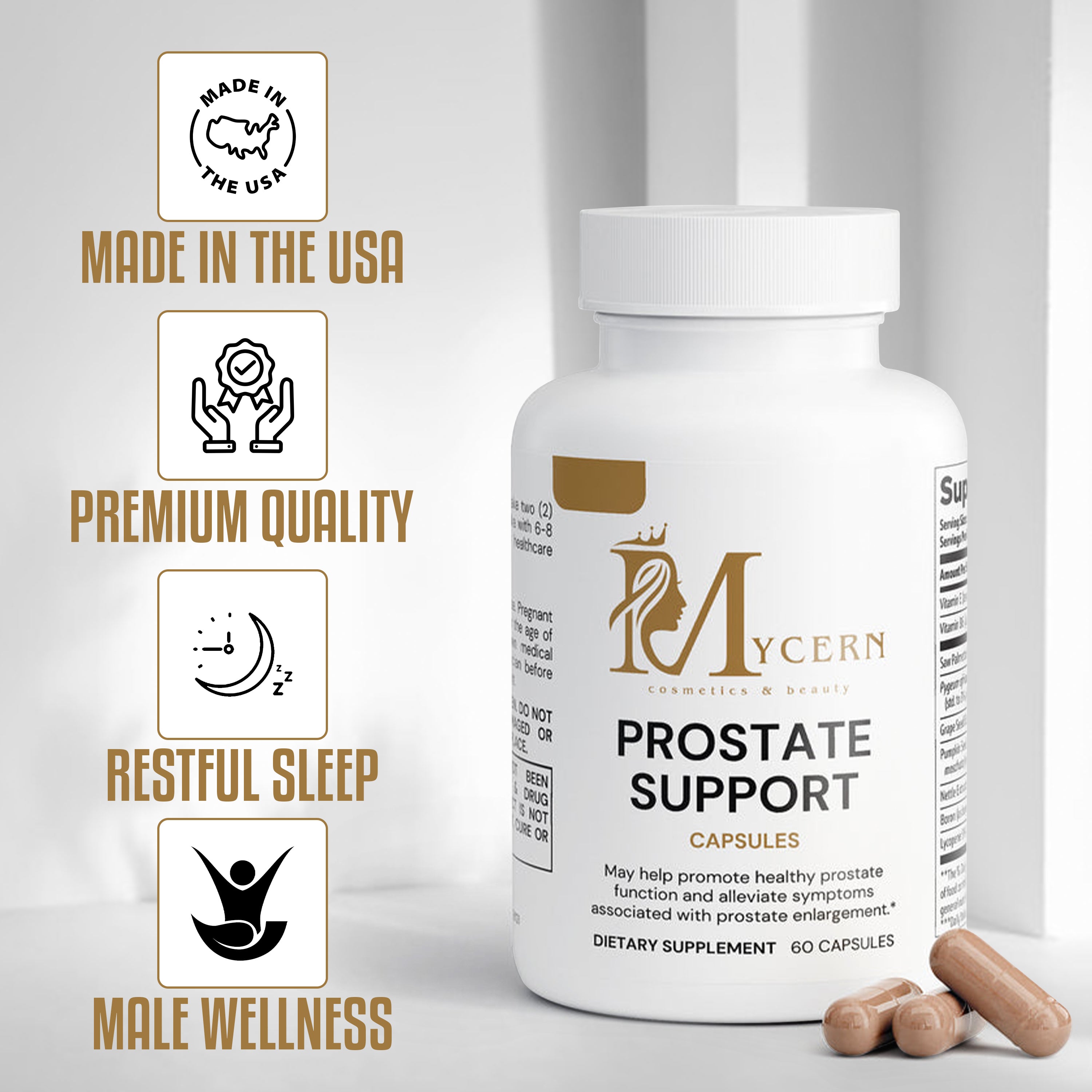 Prostate Support Supplement for Men with Saw Palmetto, Pumpkin Seed, Nettle, Lycopene, Pygeum, Vitamins E & B6 – 60 Capsules – Supports Urinary Flow & Prostate Health – Made in USA – Daily Wellness Formul