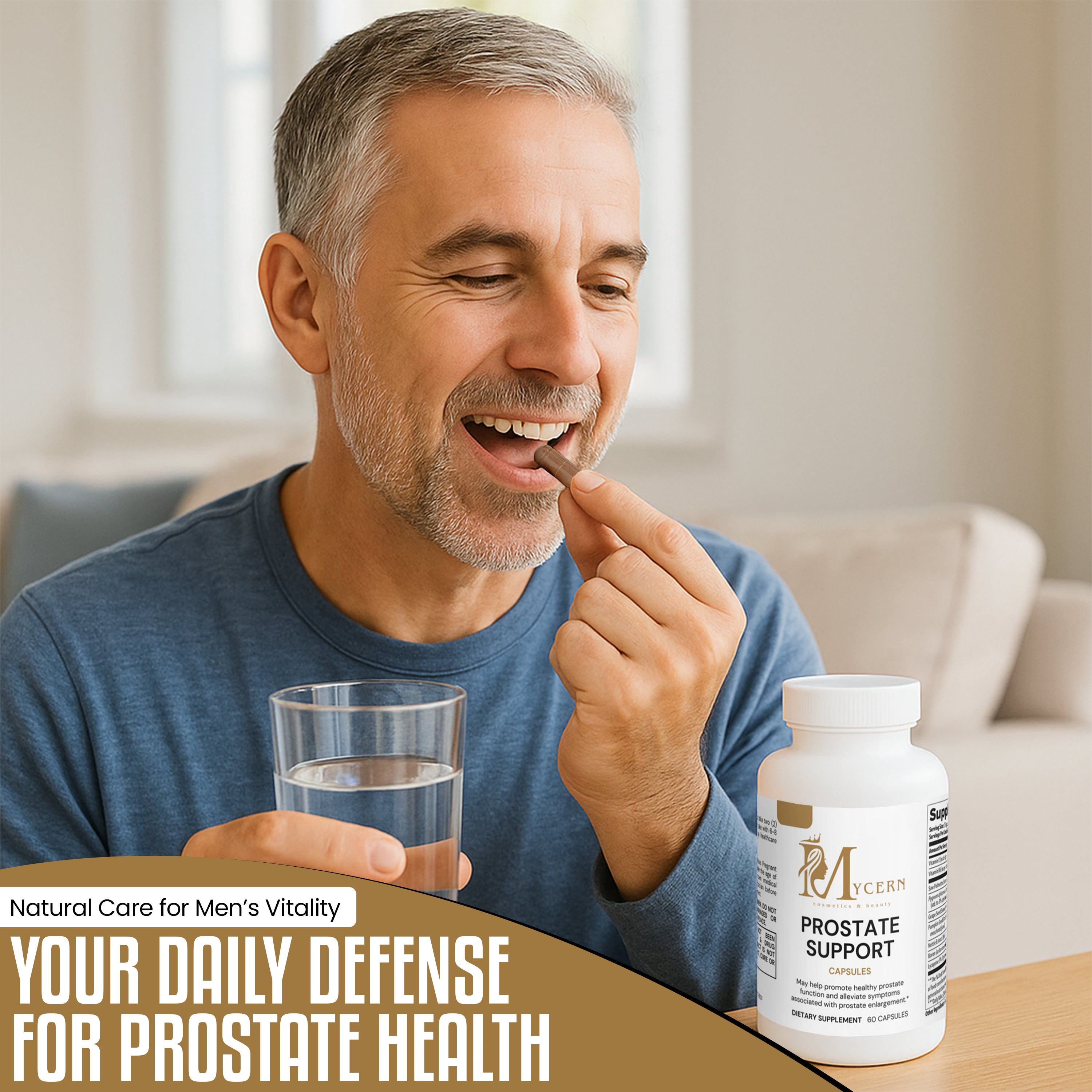 Prostate Support Supplement for Men with Saw Palmetto, Pumpkin Seed, Nettle, Lycopene, Pygeum, Vitamins E & B6 – 60 Capsules – Supports Urinary Flow & Prostate Health – Made in USA – Daily Wellness Formul